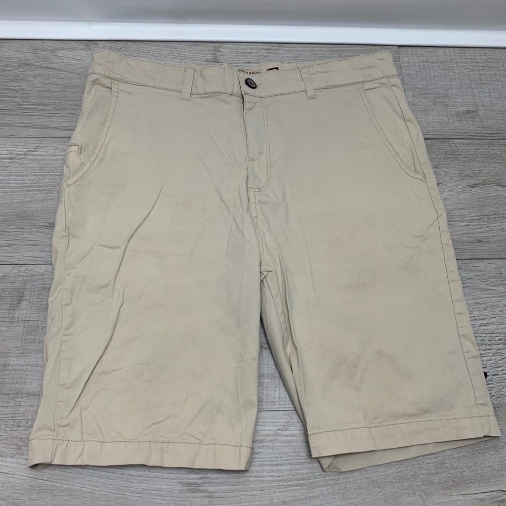 Hudson & Barrow Mens Khaki Chino Shorts Size 34 Tan Stretch Cotton Twill